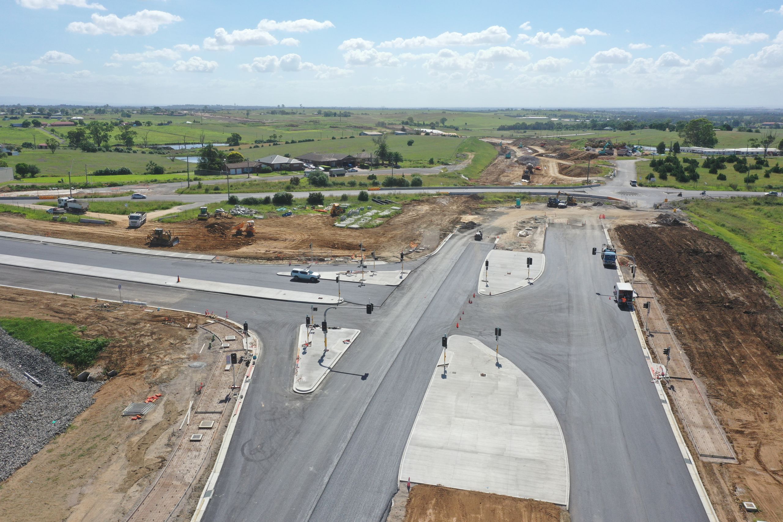 earthmoving for road aerial photo