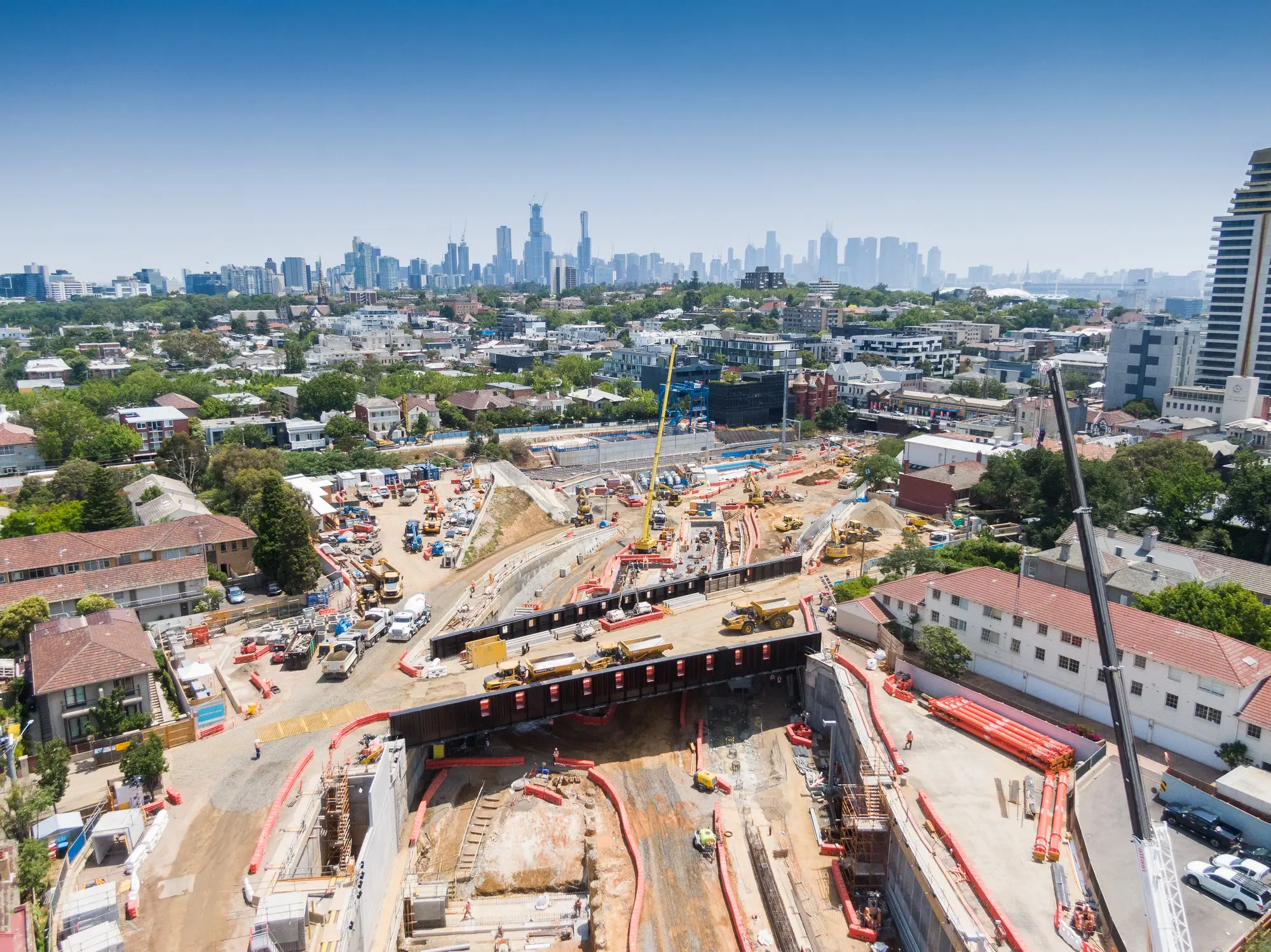 construction site in city aerial