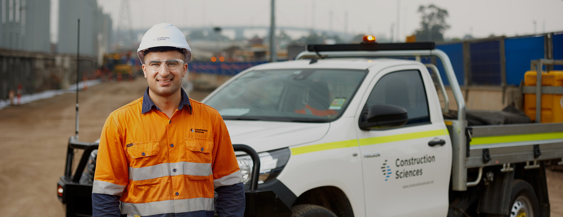 man with ute and hard hat