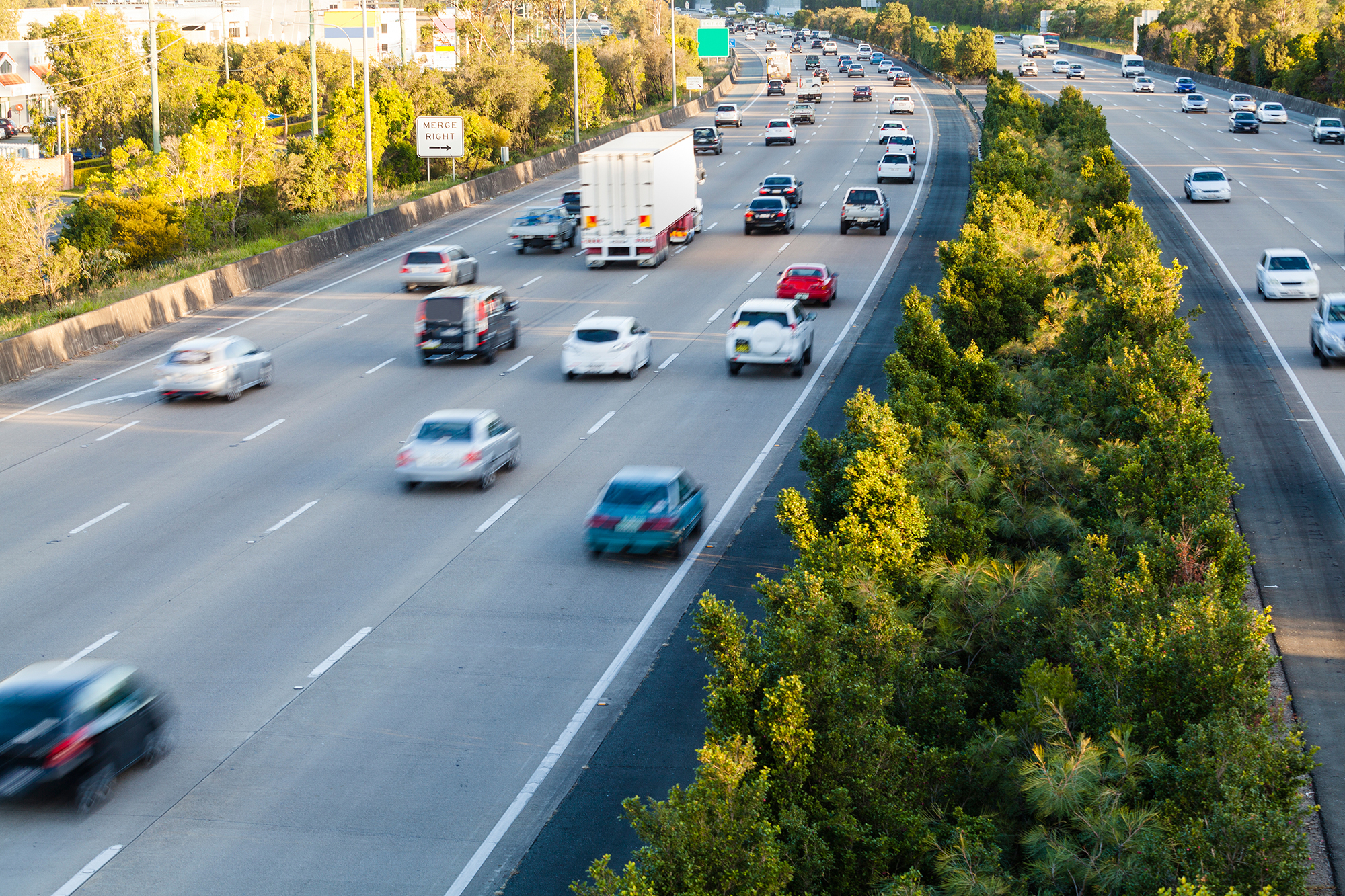 busy highway aerial photo